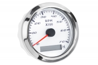 Тахометр та лічильник мотогодин I Gauge 85мм 0-7000 RPM (білий) LED