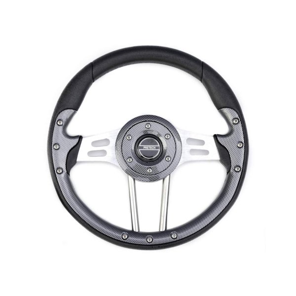 Рульове колесо Pretech 33 см, PU, спиці срібло, карбон (HD-5166F carbon)