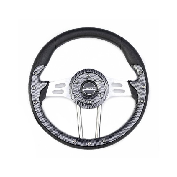 Рульове колесо Pretech 33 см, PU, спиці срібло, карбон (HD-5166F carbon)