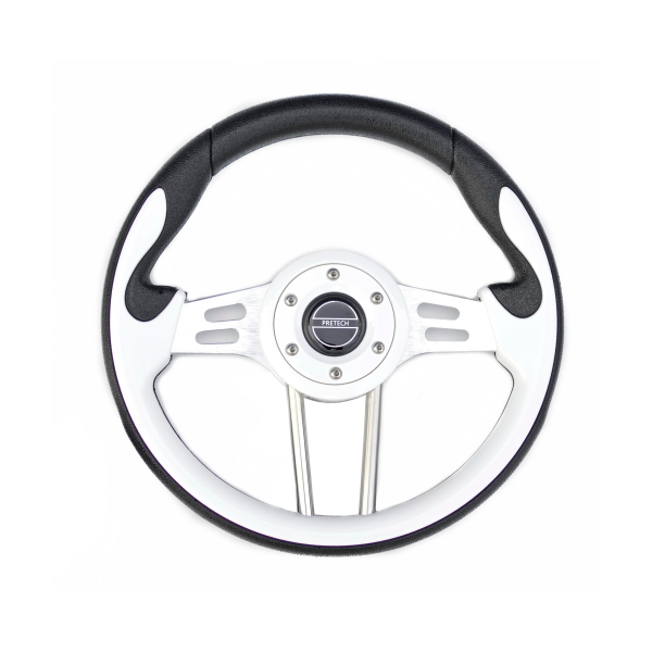 Рулевое колесо Pretech 33 см, PU, белый, спицы серебро (HD-5166G white)