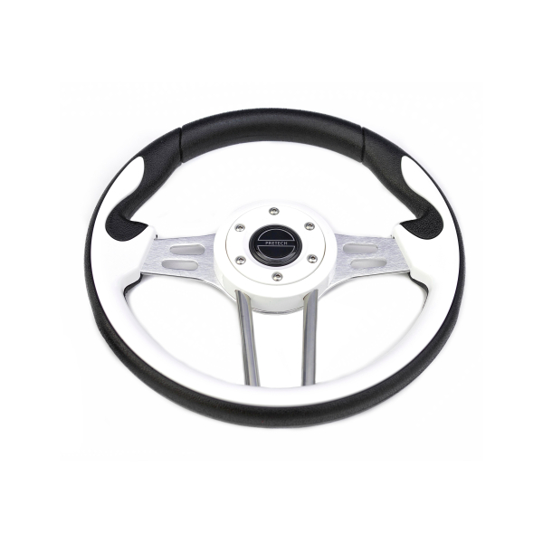 Рульове колесо Pretech 33 см, PU, білий, спиці срібло (HD-5166G white)