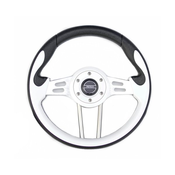 Рулевое колесо Pretech 33 см, PU, белый, спицы серебро (HD-5166G white)