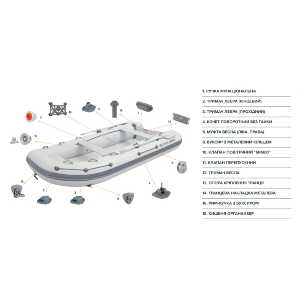 Kolibri КМ-360DXL надувная моторная лодка (Аir-deck) светло-серый Колибри КМ-360ДХЛ