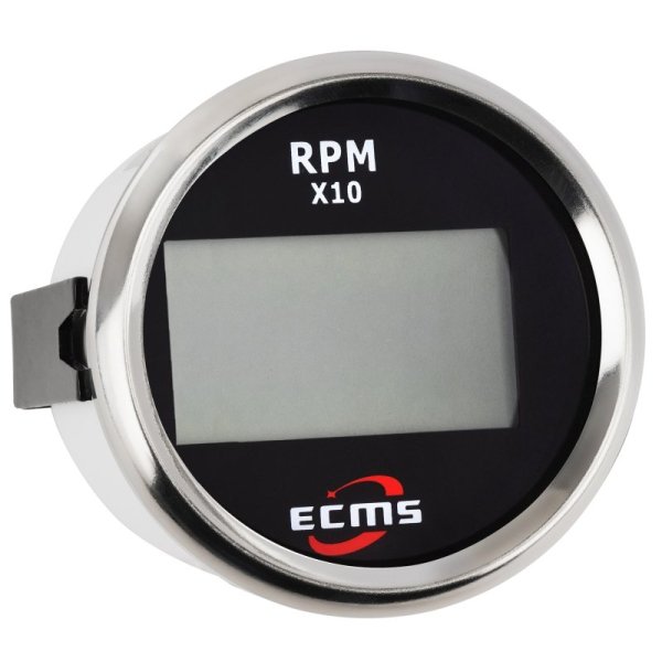 Цифровой тахометр с счетчиком моточасов PLT2-BS-RPM черный 52мм