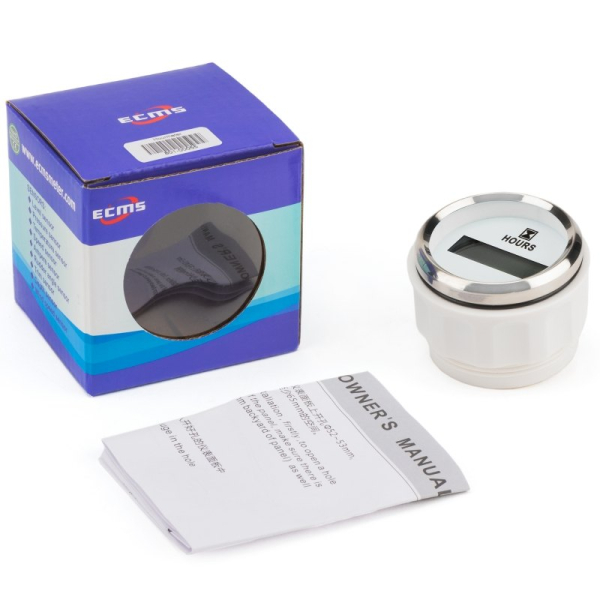 Лічильник мотогодин ECMS CLH2-WS-HS 52мм білий