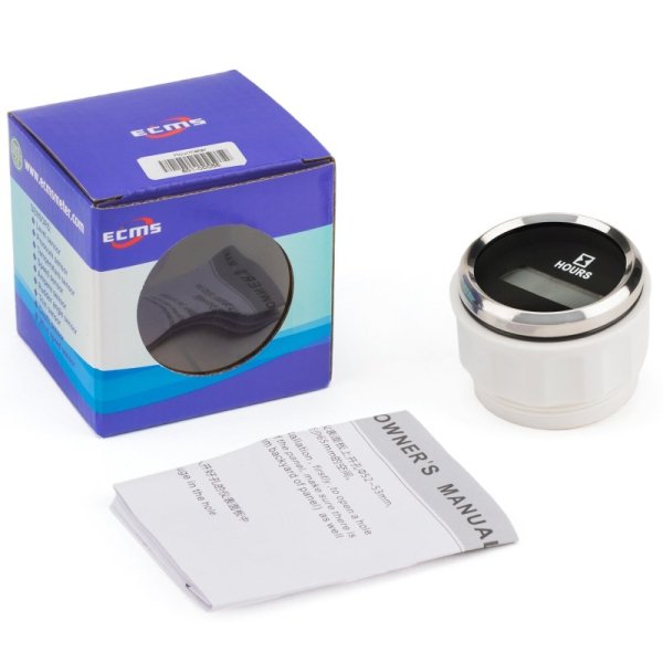 Лічильник мотогодин ECMS CLH2-BS-HS 52мм чорний