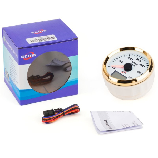 Тахометр ECMS HMH3-WG-6KL 85мм белый
