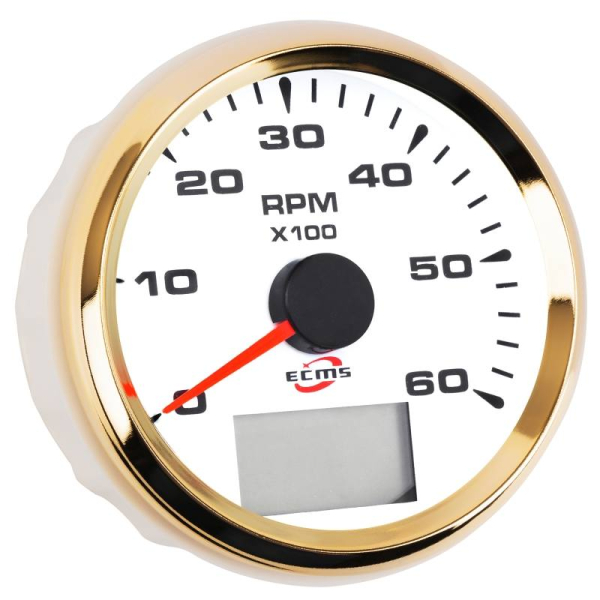 Тахометр ECMS HMH3-WG-6KL 85мм белый