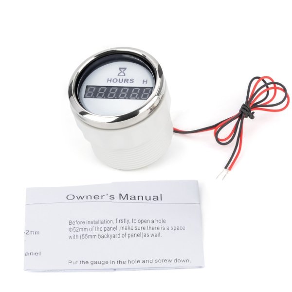 Цифровий лічильник мотогодин I GAUGE 52мм (білий) LED