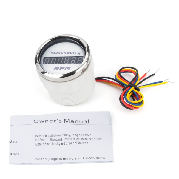 Тахометр з мотогодинами iGauge WKHMTA-DGW білий 52мм