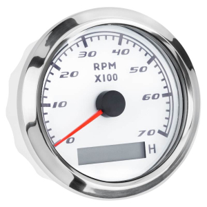 Тахометр и счётчик моточасов I Gauge 85мм 0-7000 RPM (белый) LED