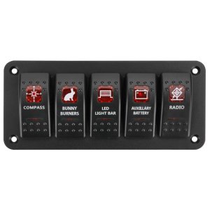 Панель переключения на 5 кнопок, красный LED (1 Yuj)
