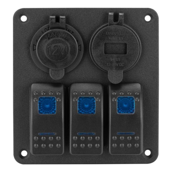 Панель перемикання на 3 кнопки з USB вольтметр та прикурювач (3 Yuj)