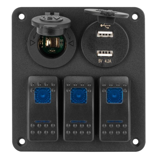 Панель перемикання на 3 кнопки з USB вольтметр та прикурювач (3 Yuj)