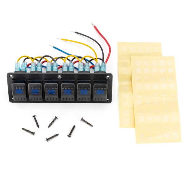Панель переключения на 6 кнопок синий LED (6 Yuj)