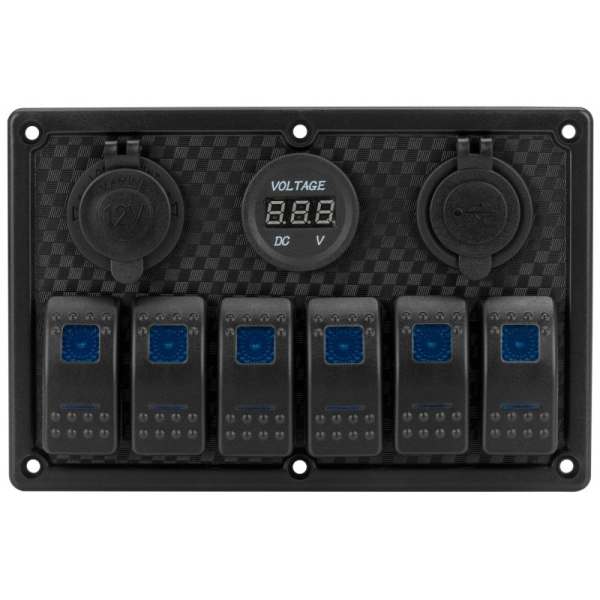 Панель на 6 переключателей 12/24V (HF60-326B)