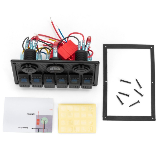 Панель на 6 переключателей 12/24V (HF60-326B)