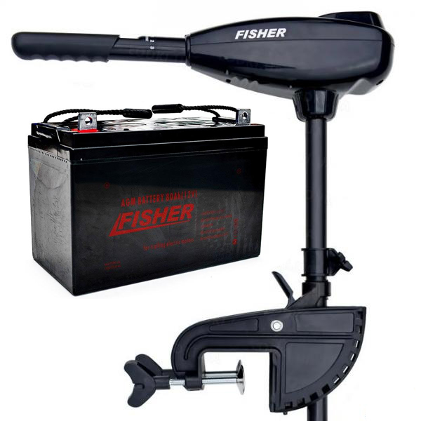 Fisher 36 електромотор для човна Фішер 36 + акумулятор AGM 100Ah