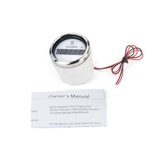 Цифровой счетчик моточасов I GAUGE 52мм (белый) LED