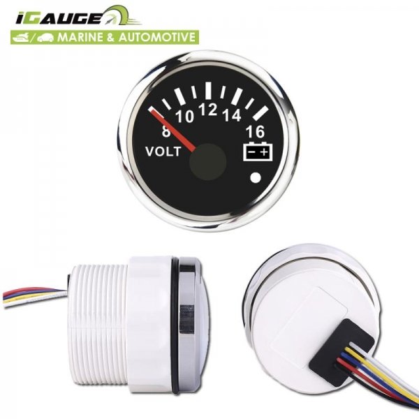 Вольтметр iGauge WKVOW-90B816 52 мм чорний (з функцією попередження)