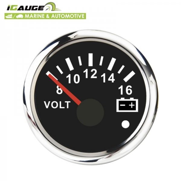 Вольтметр iGauge WKVOW-90B816 52 мм чорний (з функцією попередження)