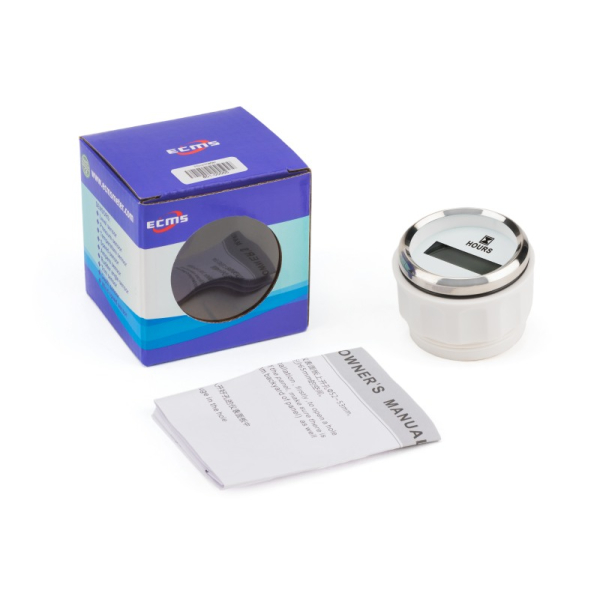 Лічильник мотогодин ECMS CLH2-WS-HS 52мм білий