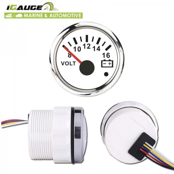 Вольтметр iGauge WKVOW-90W816 52 мм білий (з функцією попередження)