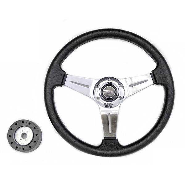 Рульове колесо Pretech 33 см, PU, спиці хром (QC-5125)