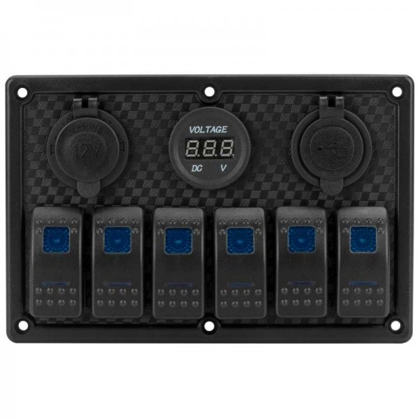 Панель на 6 переключателей 12/24V (HF60-326B)