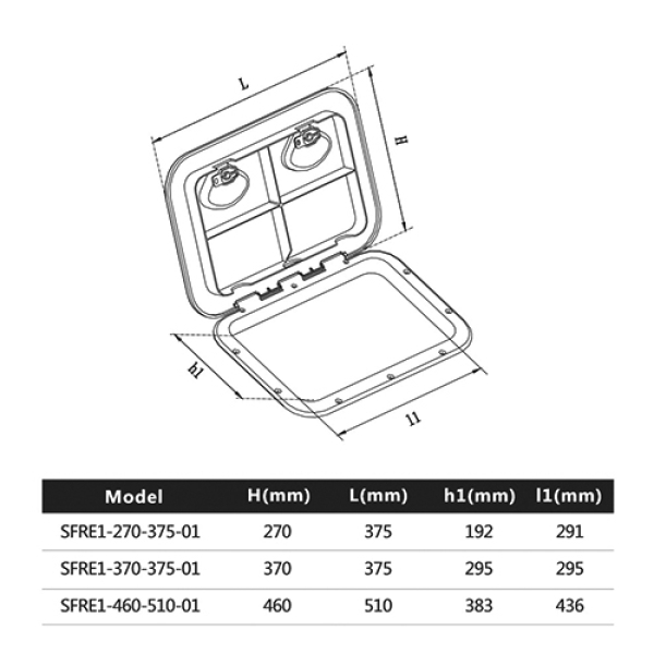 Люк доступу 375x370 мм