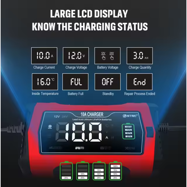 Зарядное устройство HT-RC 10A 12V/24V для LiFePO4 AGM GEL АКБ