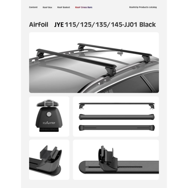 Поперечини на дах ROAHTRIP Heavy-duty 145 см, Bare Car Roof, 150/300 кг, алюміній, JYE145-JJ06