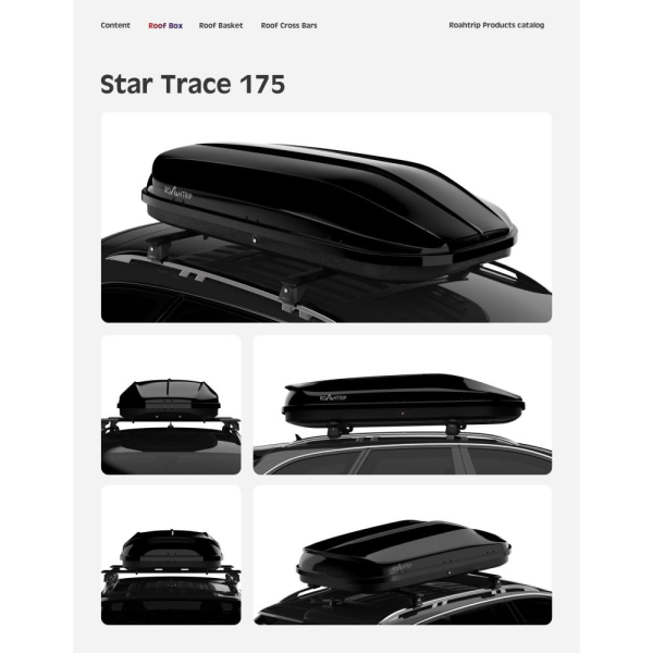 Багажник на дах ROAHTRIP Star Trace 175, ABS+PC, 350 л, Fast кріплення