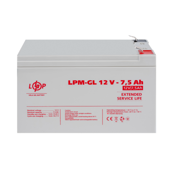 Акумулятор гелевий LPM-GL 12V - 7.5 Ah