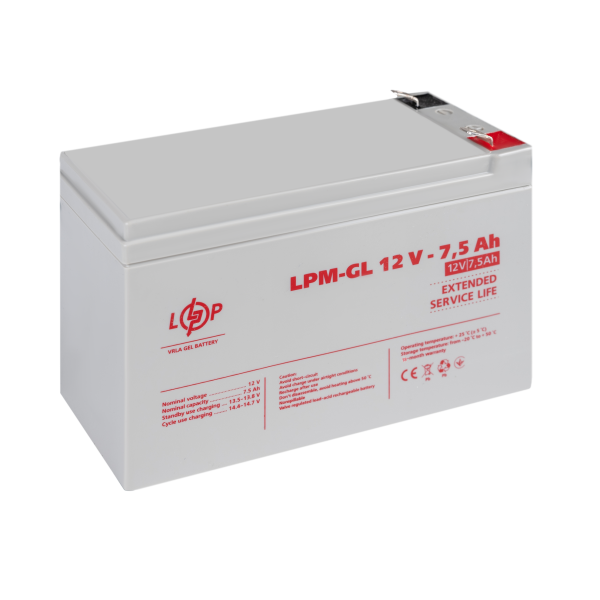 Аккумулятор гелевый LPM-GL 12V - 7.5 Ah