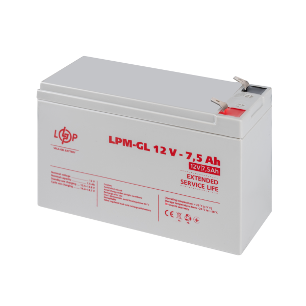 Аккумулятор гелевый LPM-GL 12V - 7.5 Ah