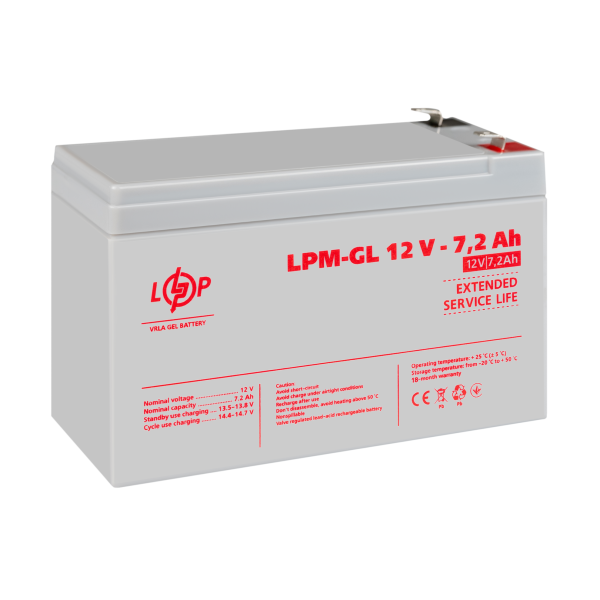 Аккумулятор гелевый LPM-GL 12V - 7.2 Ah