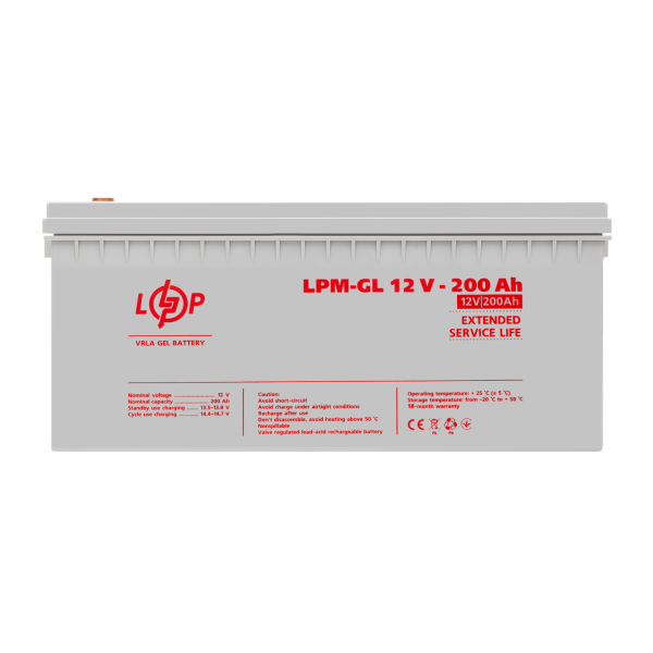 Акумулятор гелевий LPM-GL 12V - 200 Ah
