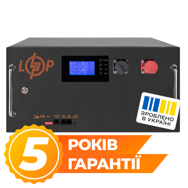 Акумулятор LP LiFePO4 51,2V - 160 Ah (8192Wh) (BMS SP 150A/100А) RM RS485/CAN LCD BL