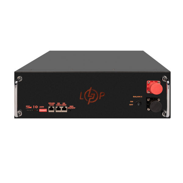 Акумулятор LP LiFePO4 51,2V - 100 Ah (5120Wh) (BMS SP 100A/50А) RM RS485/CAN LCD BL