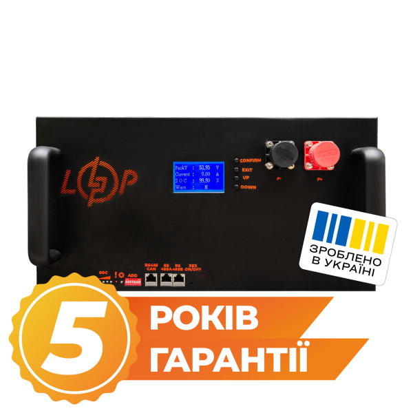 Акумулятор LP LiFePO4 25,6V - 280 Ah (7168Wh) (BMS 200A/100А) LCD метал Smart RM RS485/CAN