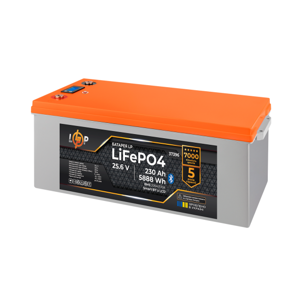 Аккумулятор LP LiFePO4 25,6V - 230 Ah (5888Wh) (BMS 200A/100А) пластик LCD Smart BT
