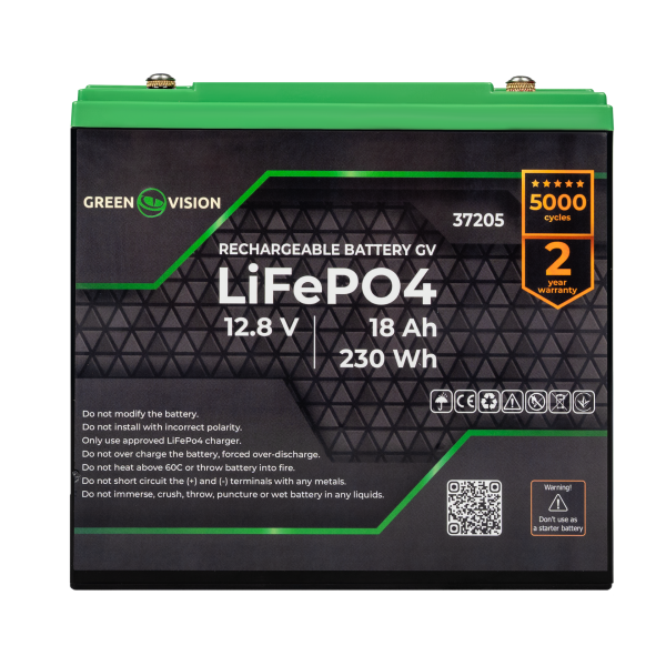 Аккумулятор GV LiFePО4 12V (12,8V) - 18 Ah (230Wh)