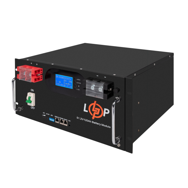 Аккумулятор LP LiFePO4 51,2V - 120 Ah 6000Wh (Smart BMS 100A) с LCD RM AB RS485/CAN