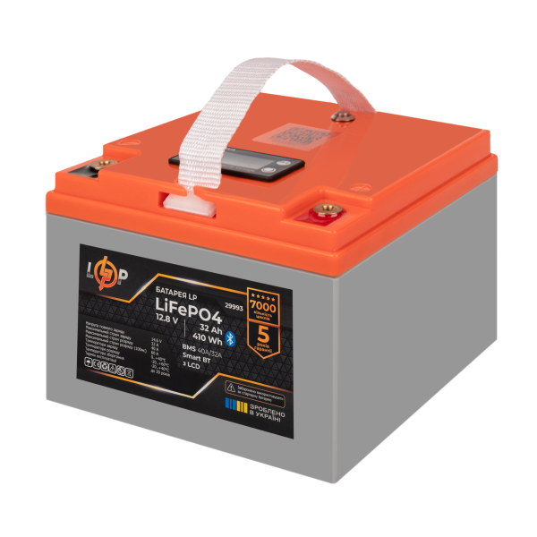 Аккумулятор LP LiFePO4 12,8V - 32 Ah (410Wh) (BMS 40А/32A) пластик LCD Smart BT