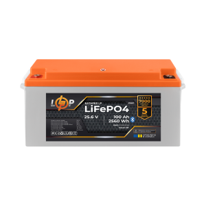 Акумулятор LP LiFePO4 25,6V - 100 Ah (2560Wh) (BMS 100A/50А) пластик Smart BT Акумулятор LP LiFePO4 25,6V - 100 Ah (2560Wh) (BMS 100A/50А) пластик Smart BT