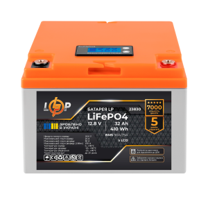 Акумулятор LP LiFePO4 12,8V - 32 Ah (410Wh) (BMS 50А/25A) пластик LCD для ДБЖ