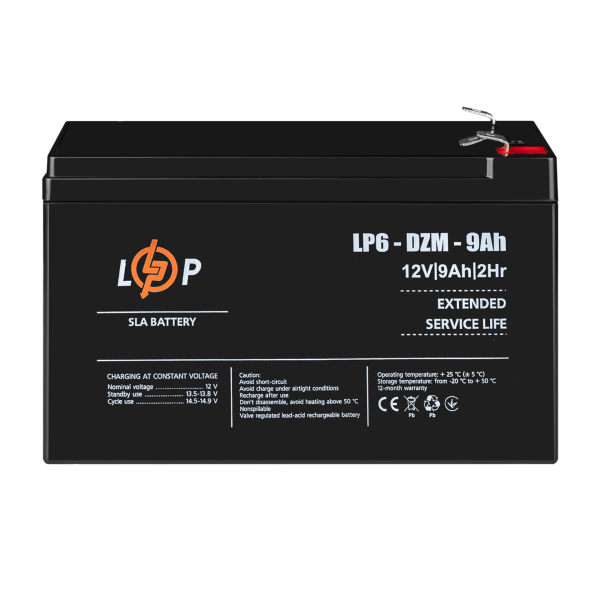 Тяговий свинцево-кислотний AGM акумулятор LP 6-DZM-9 Ah
