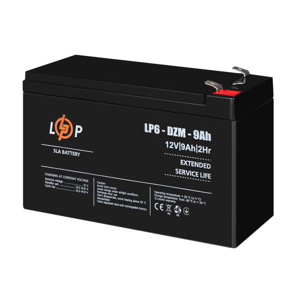 Тяговий свинцево-кислотний AGM акумулятор LP 6-DZM-9 Ah