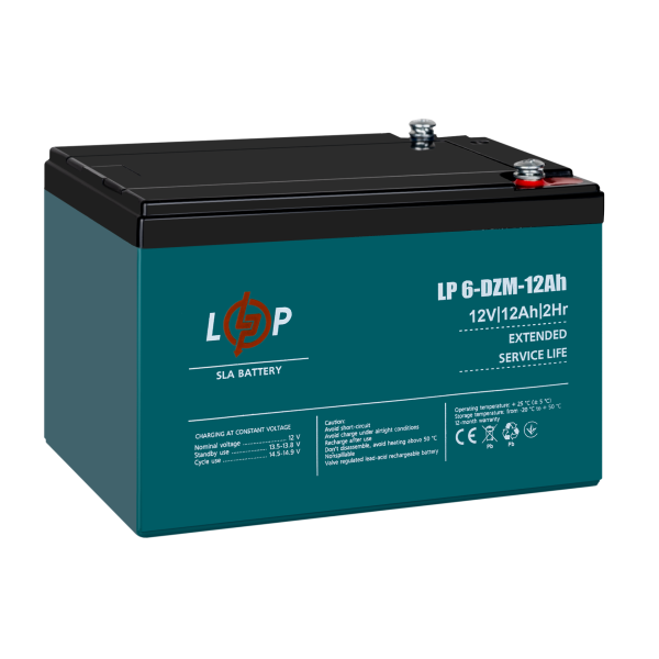 Тяговый свинцово-кислотный AGM аккумулятор LP 6-DZM-12 Ah - под Болт М5
